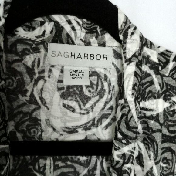 Sag Harbor Floral Lghtwght Flowy Cardigan Rose Open Front 3/4 Slve Black  Small - Picture 4 of 4